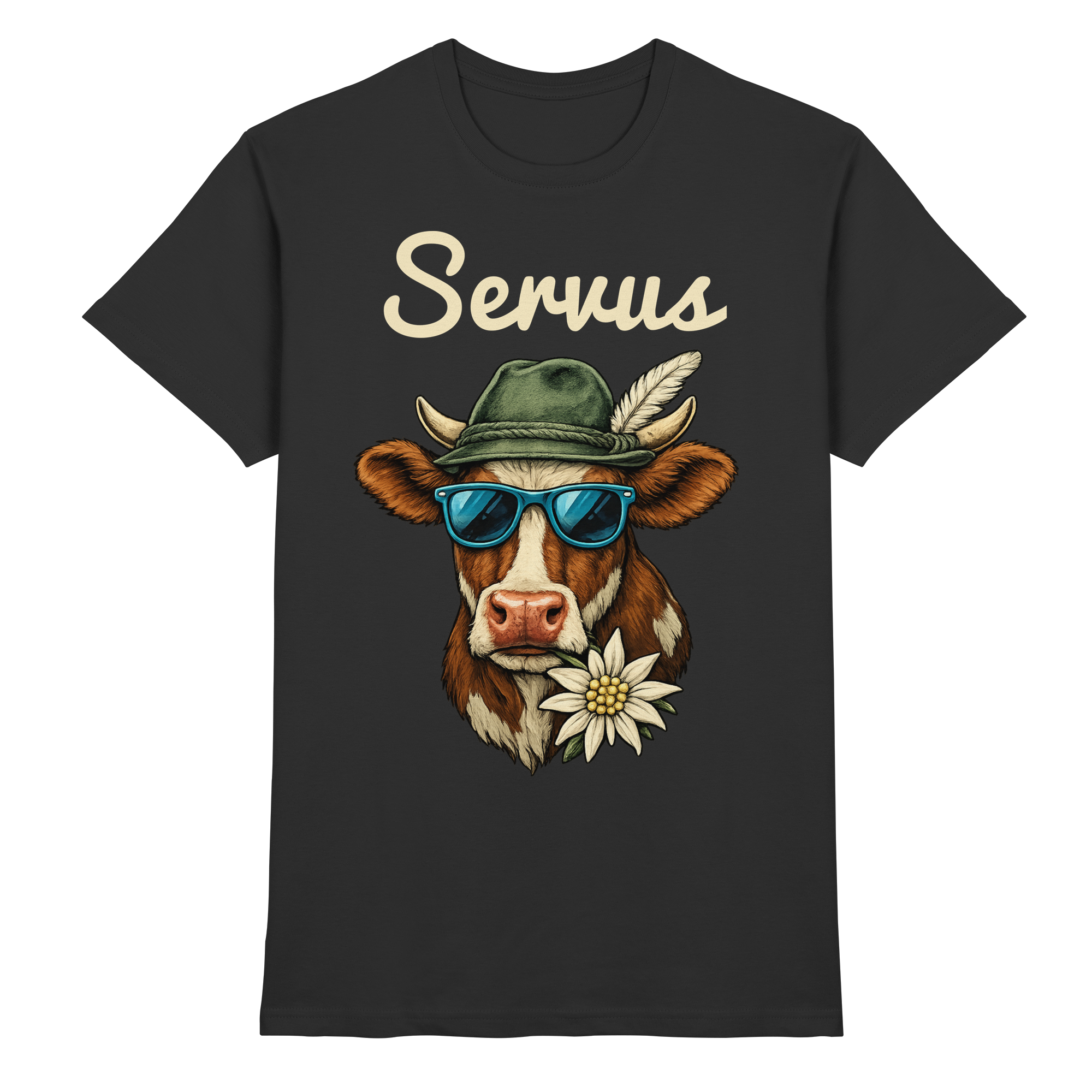 Lustige Servus Kuh Oktoberfest Wiesn Schwaben Wasen Tracht | Männer T-Shirt
