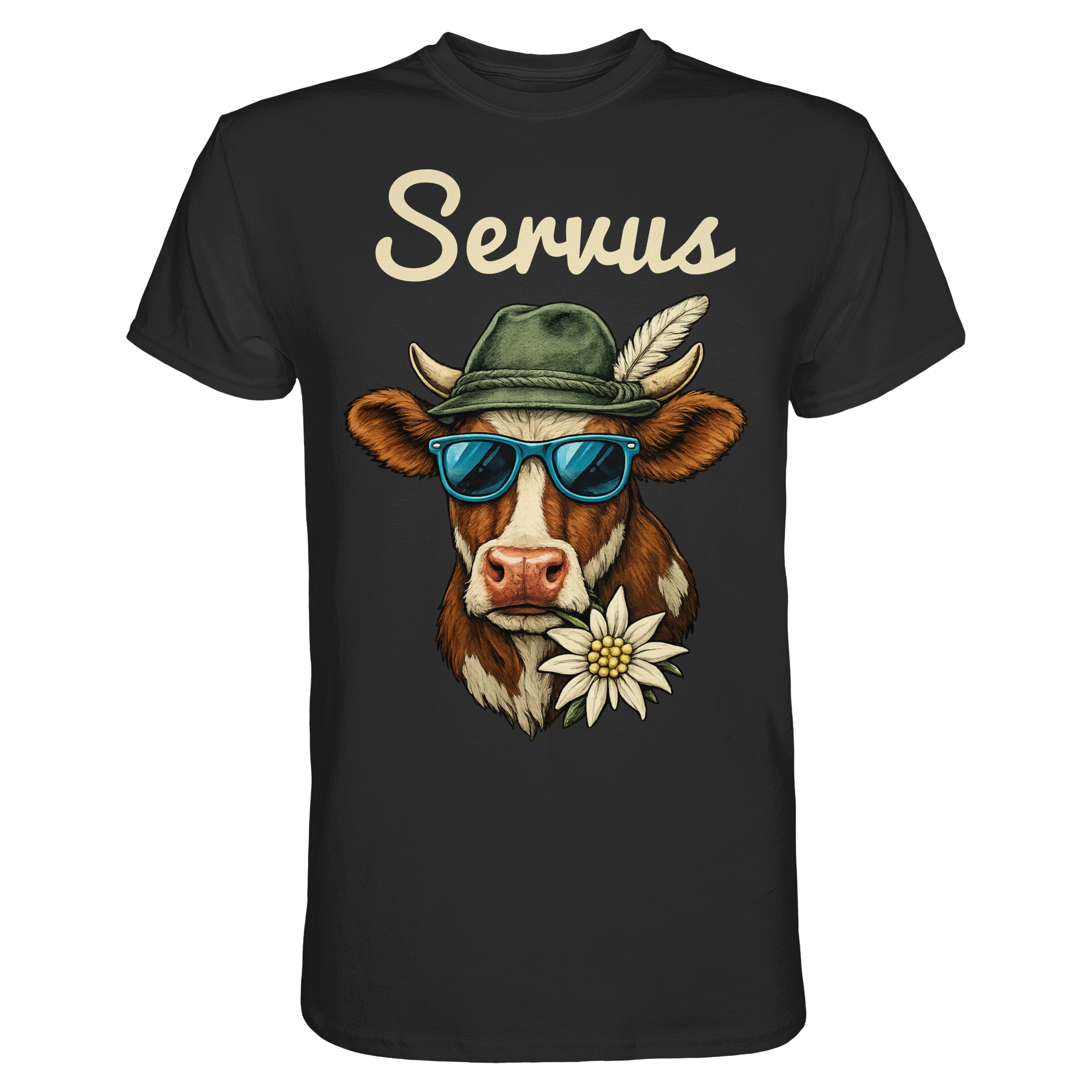 Lustige Servus Kuh Oktoberfest Wiesn Schwaben Wasen Tracht | Männer T-Shirt
