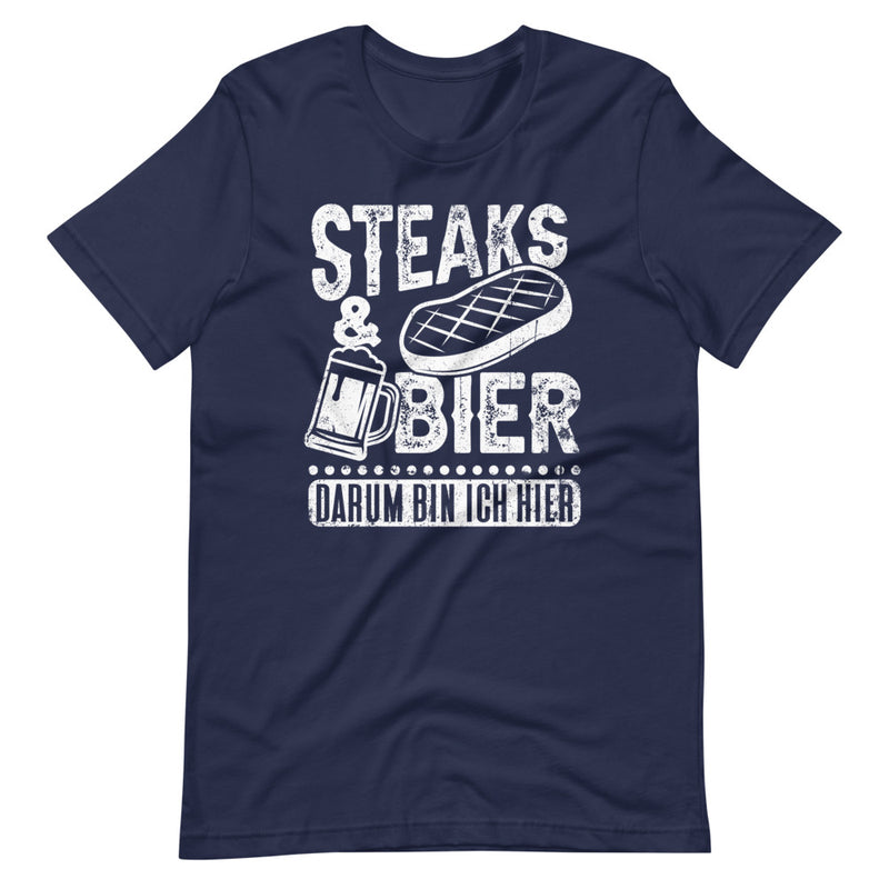 Steaks & Bier, darum bin ich hier | Herren Premium T-Shirt