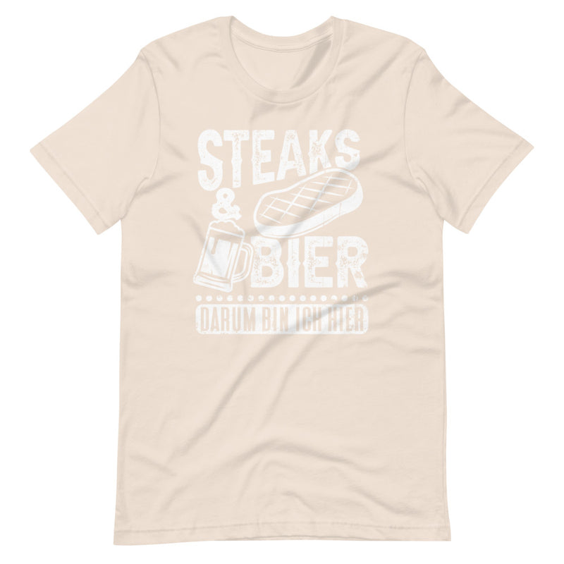 Steaks & Bier, darum bin ich hier | Herren Premium T-Shirt